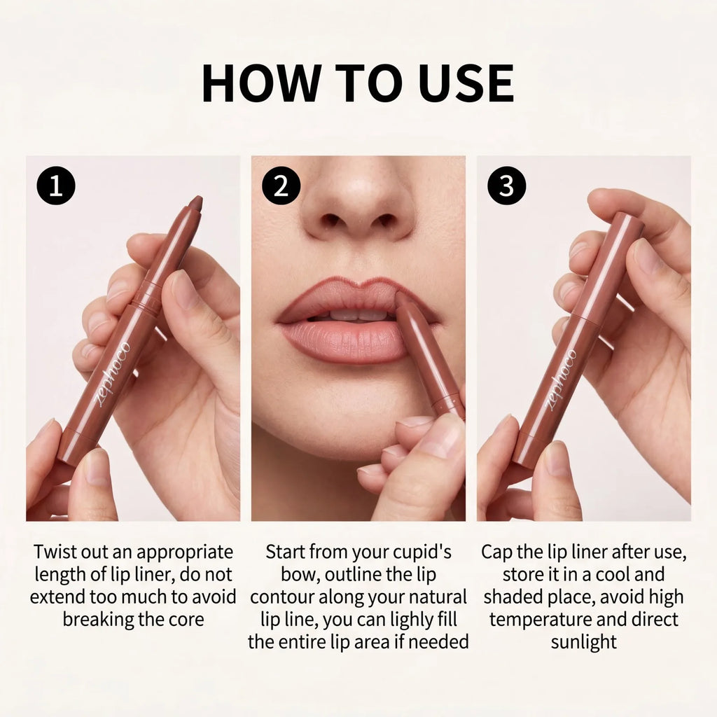 Matte Lip Liner Set – 3 Shades, Long-Lasting Color Lock Matte Lip Liner Axl