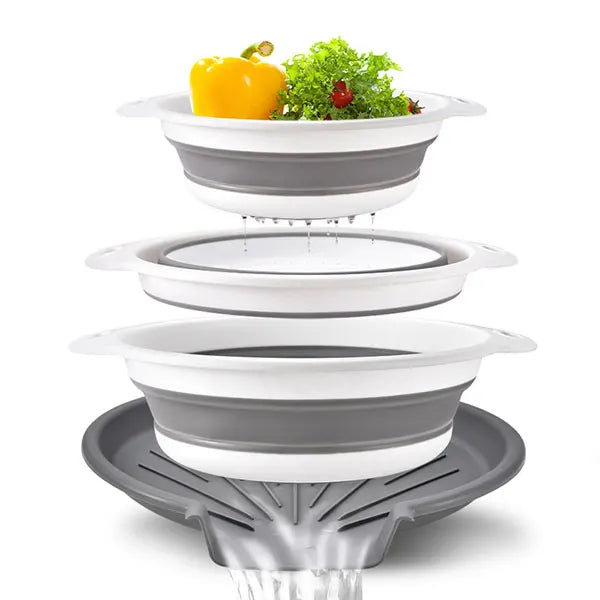 Foldable Colander Strainer Set & Self-Draining Base | 3/4 PCS Colander Strainer Set Axl 4PCS White Set