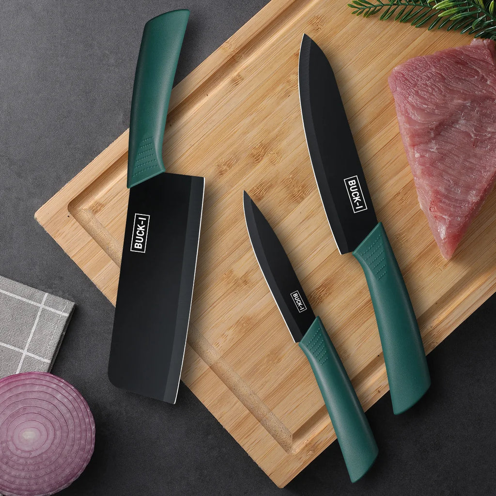 SHENJIU 3-Piece Kitchen Knife Set with Covers | Chef & Utility Kitchen Knife Set Axl