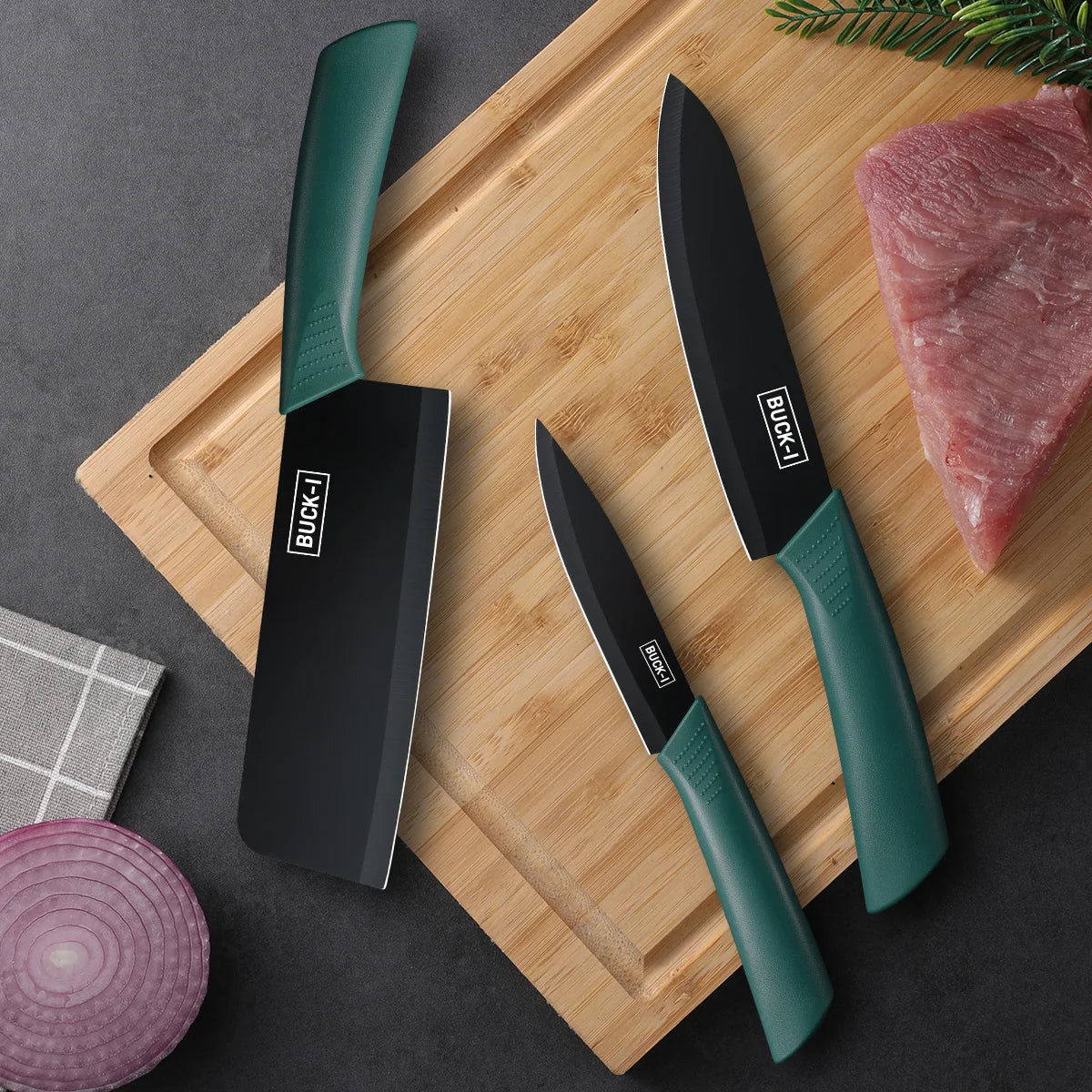 SHENJIU 3-Piece Kitchen Knife Set with Covers | Chef & Utility Kitchen Knife Set Axl