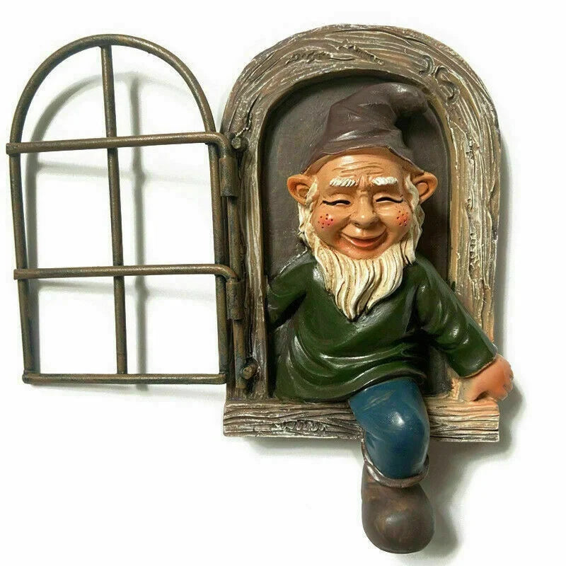 Naughty Garden Gnome Elf Tree Hugger Resin Statue – Door Decor Garden Gnome Statue Axl WYK1212