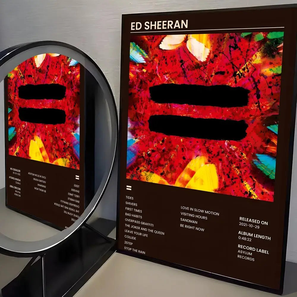 Ed Sheeran Self-Adhesive Poster – Modern Music Wall Art Sticker Wall Art Poster Axl Black6 30X40cmNoframe