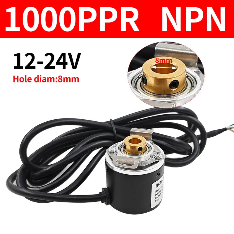 IE38 Hollow Shaft Incremental Rotary Encoder 12-24V 100-1000PPR Rotary Encoder Sensor Axl 8mm-1000PPR
