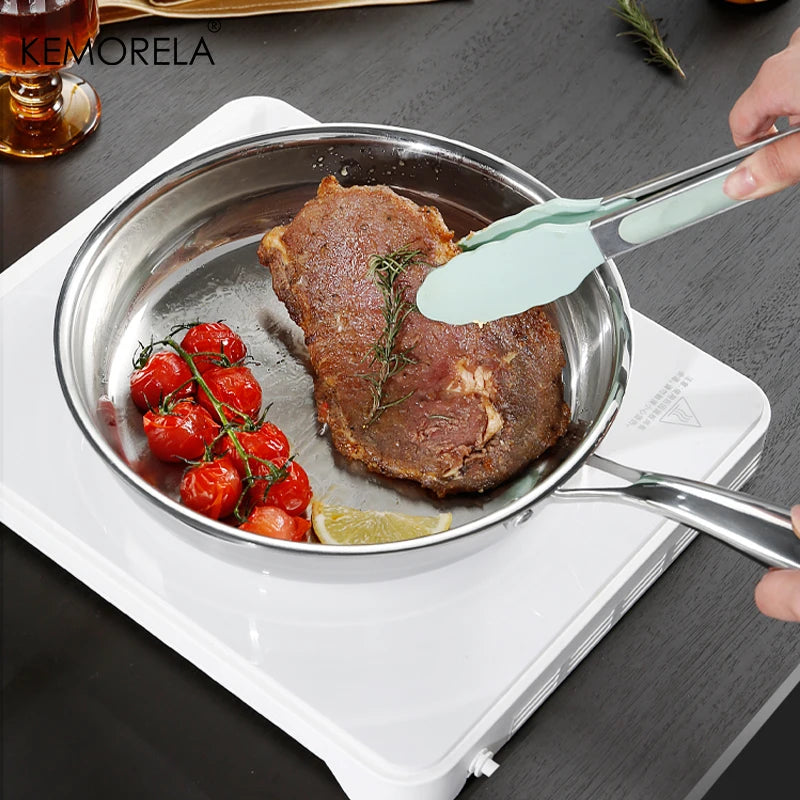 KEMORELA 304 Stainless Steel Skillet – Uncoated 3-Layer Pan Stainless Steel Skillet Axl