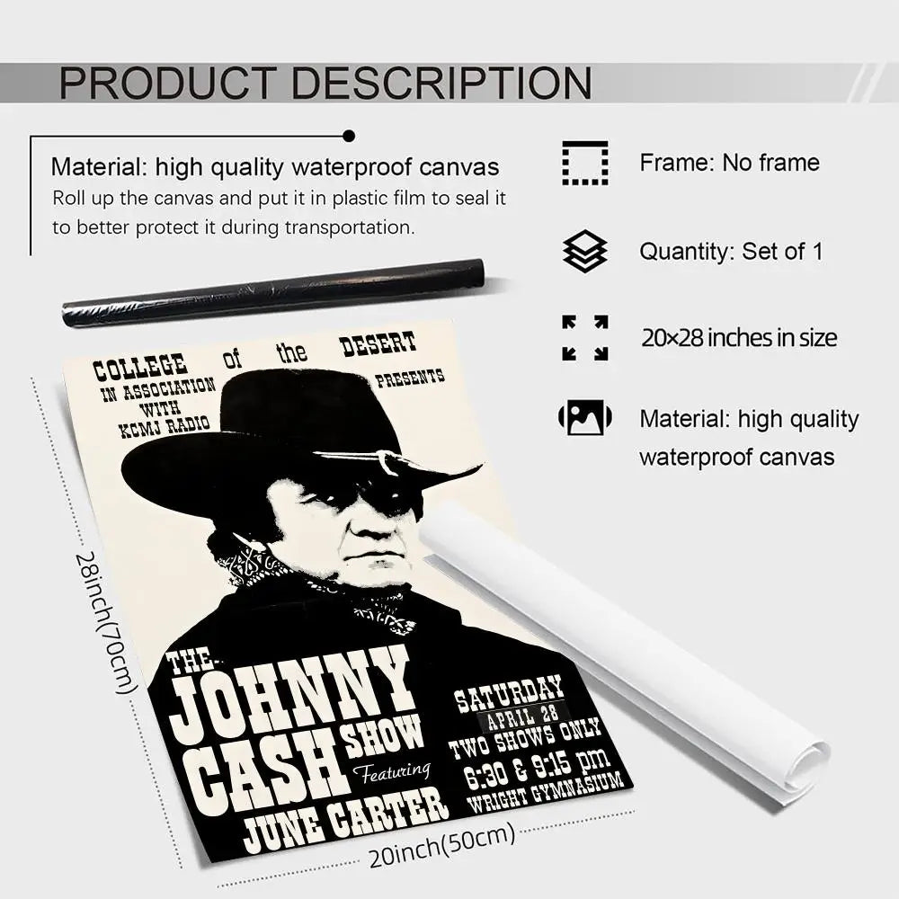 Johnny Cash Canvas Wall Art – Vintage Music Poster Print Canvas Poster Print Axl