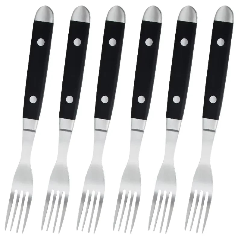 COOKCRAZE Black Stainless Steel Cutlery Set – Dishwasher Safe Cutlery Flatware Set Axl 6 pcs fork