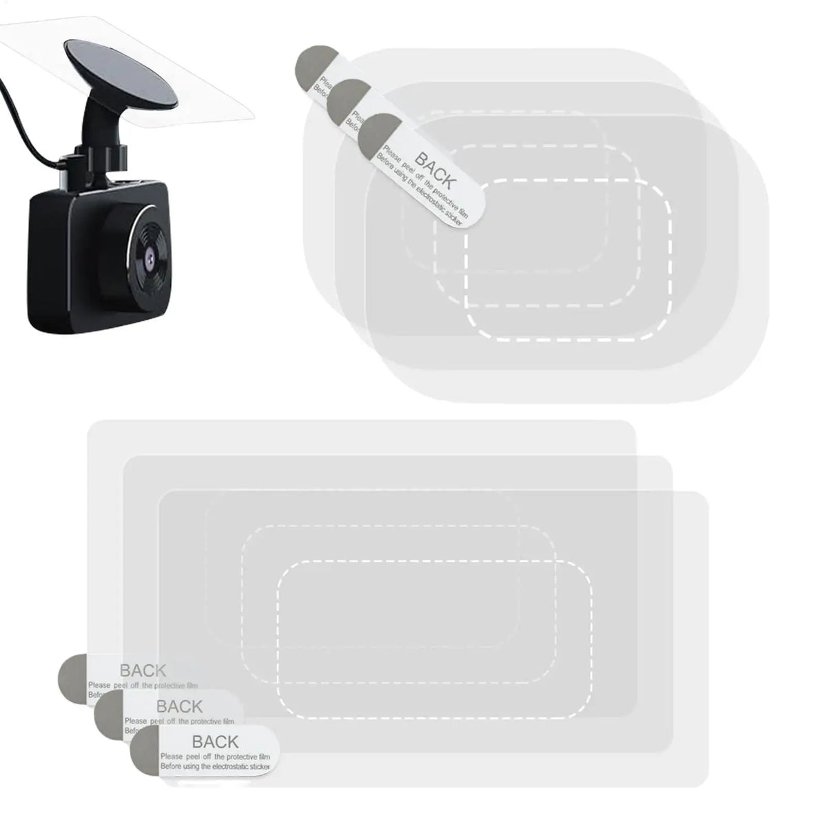 6-Pack Dashcam Windshield Mount Film – Static Cling HUD Stickers Windshield Mount Film Axl