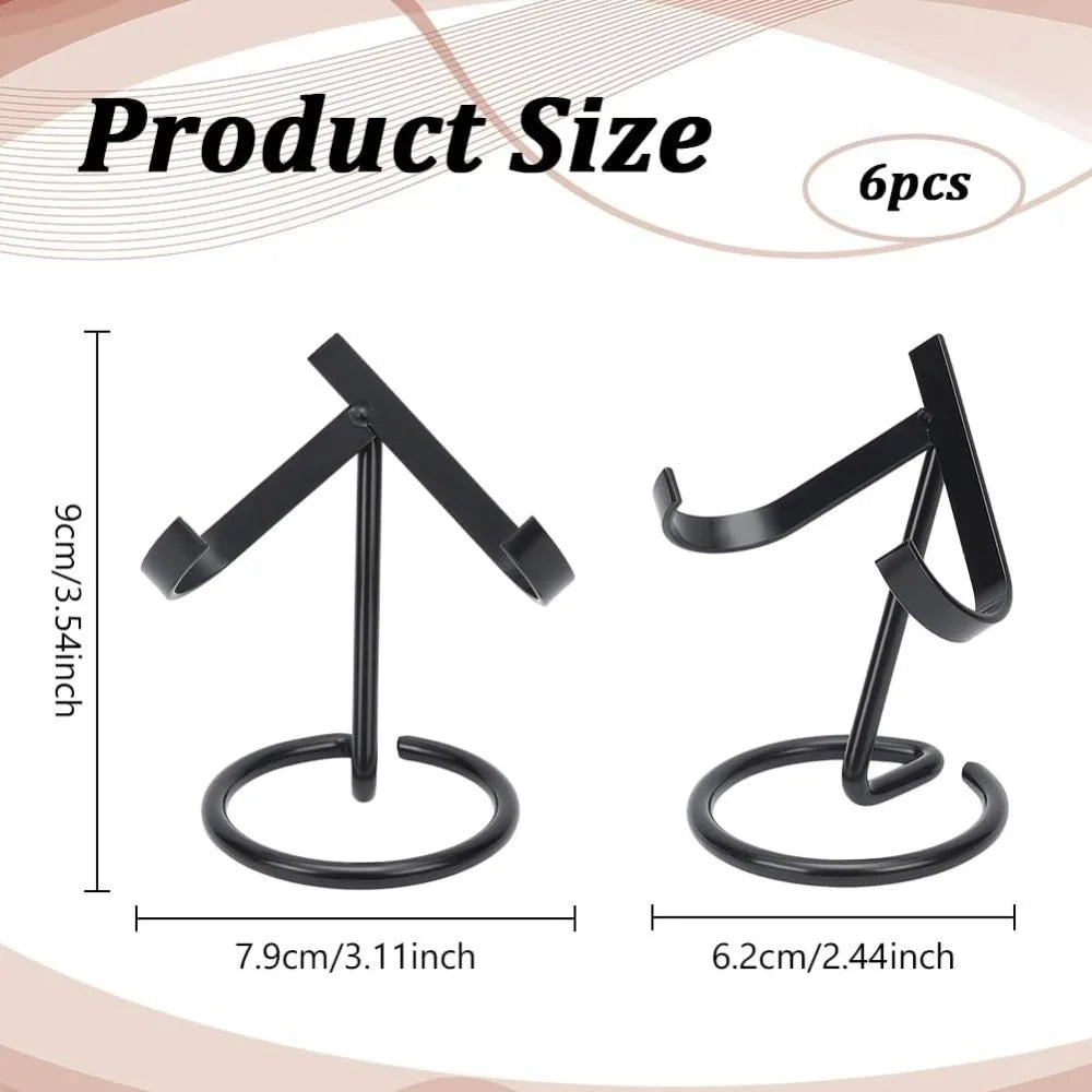 6-Pack Black Iron Crystal Ball Holder Easel Display Stands Display Stand Set Axl