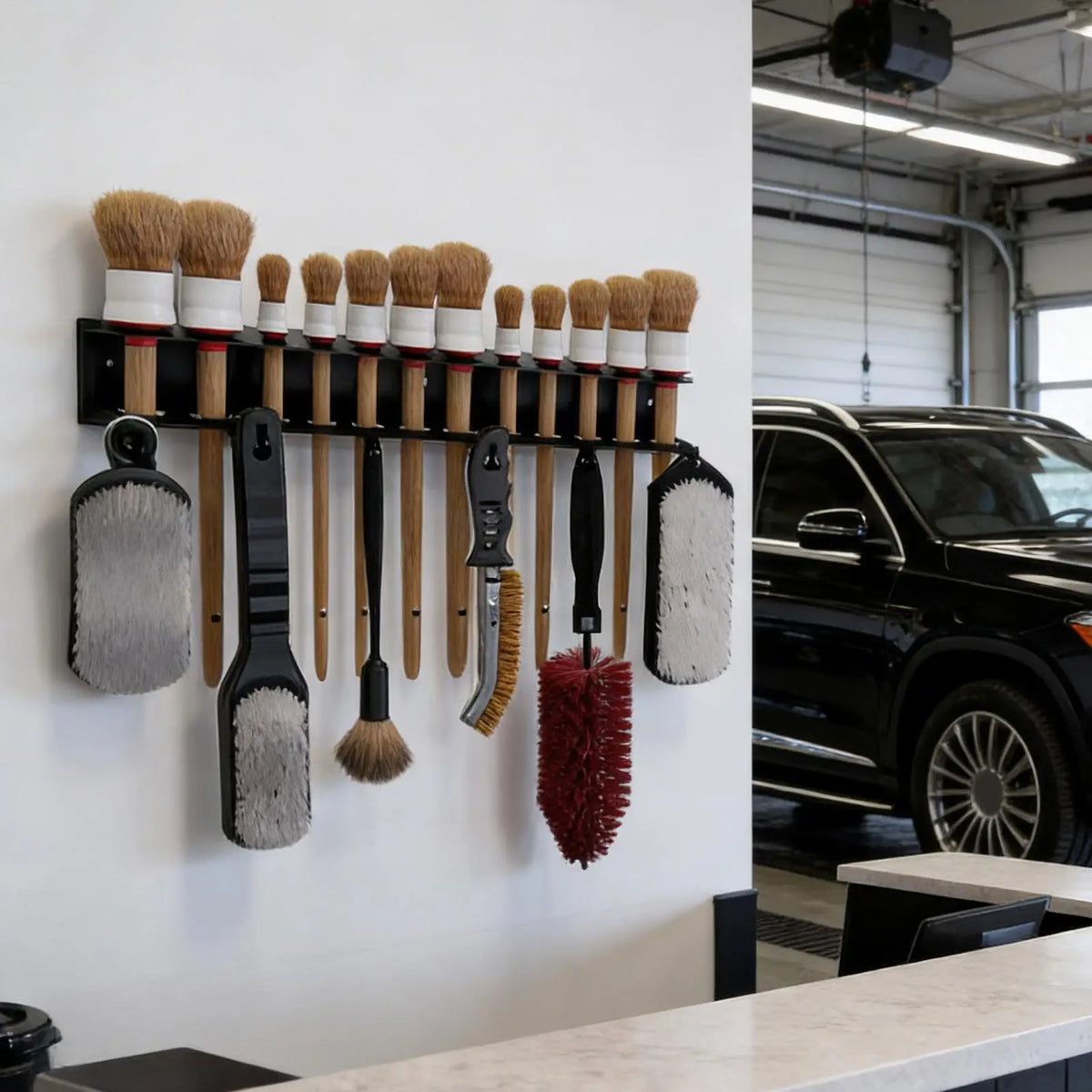 Heavy-Duty Car Detailing Brush Hanger – Wall Mount Storage Rack Tool Storage Rack Axl