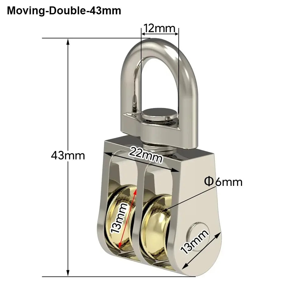 Zinc Alloy Moving Pulley Single & Double Sheave 43/58/86mm Metal Sheave Pulley Axl 43mm Double