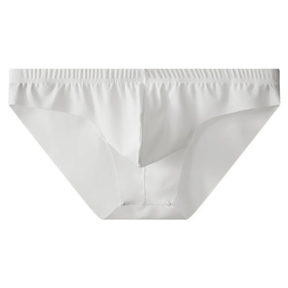 Men's Ice Silk Briefs – Soft Mid-Waist Triangle Underwear M–2XL Men's Briefs Axl White 1XL
