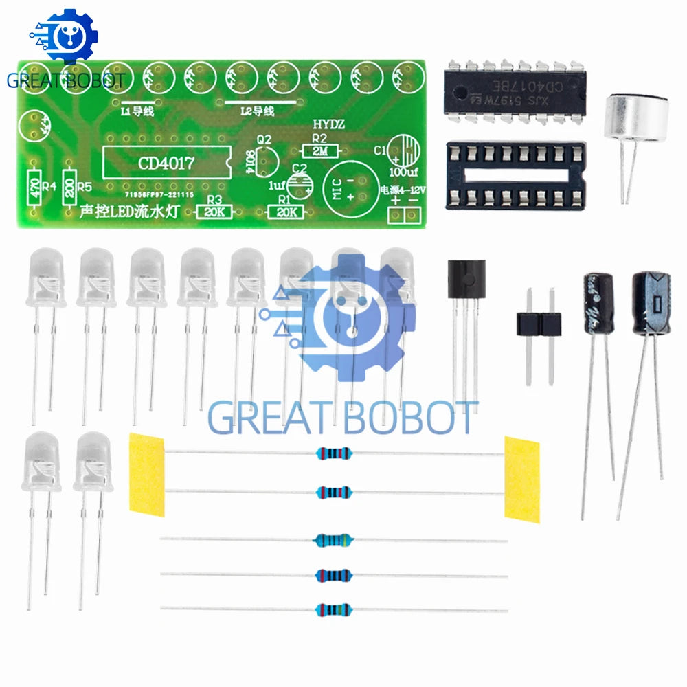 Voice-Activated LED Water Light Kit – CD4017 DIY Electronics DIY Electronics Kit Axl
