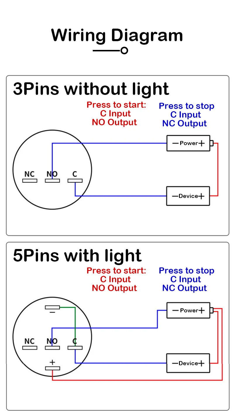 LA16 16mm Illuminated Push Button Switch 12V 24V 220V 5A Push Button Switch Axl