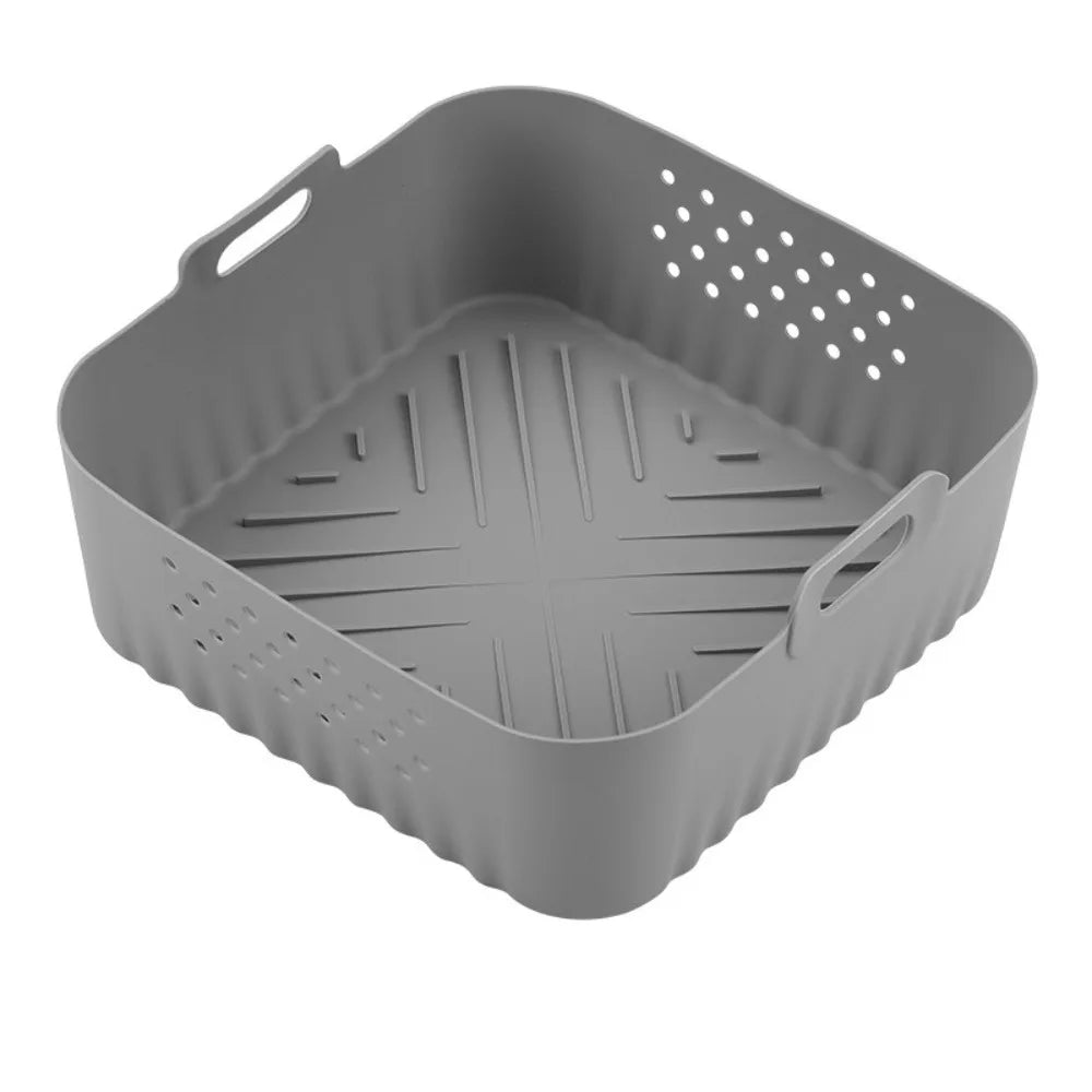 Silicone Air Fryer Liner 22.5cm – Non-Stick Reusable Basket Tray Air Fryer Liner Axl Gray 2
