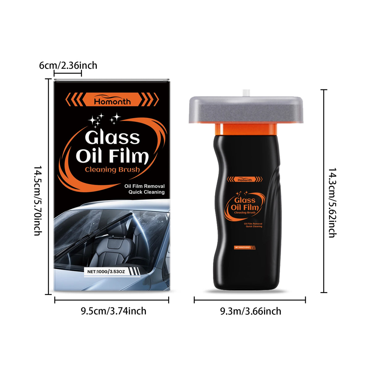 Car Glass Oil Film Remover & Anti-Fog Cleaning Brush Car Glass Cleaner Axl