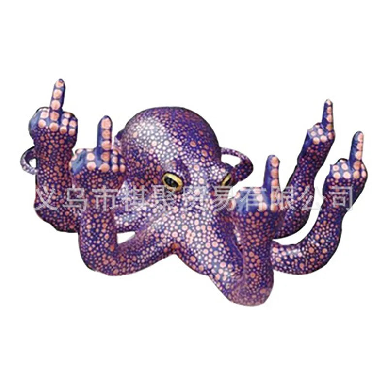Middle Finger Octopus Resin Statue | Funny Garden & Desk Decor Resin Garden Statue Axl Lavender