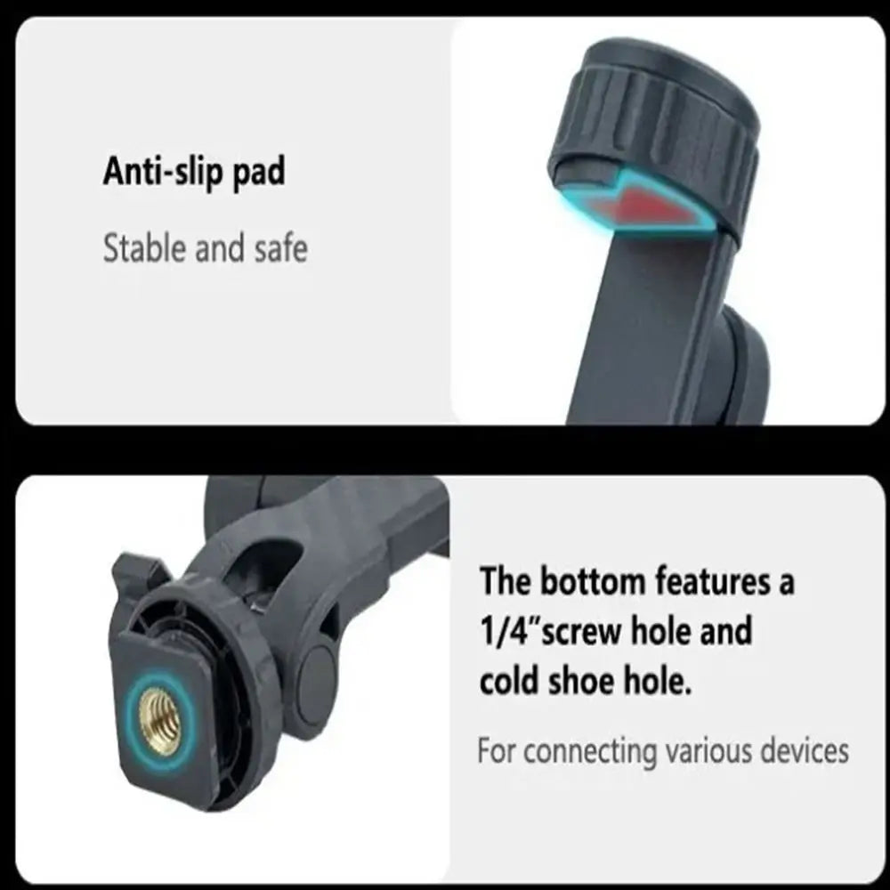 360° Phone Tripod Mount with Dual Cold Shoe | Universal Holder Phone Tripod Mount Axl