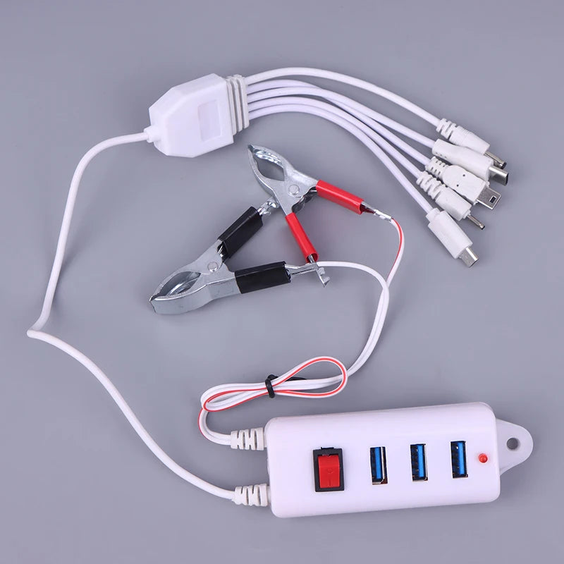 3-Port USB Clip Charger with Switch | Universal Battery Charger USB Clip Charger Axl