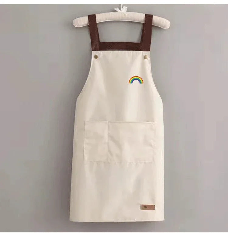 Waterproof Kitchen Apron with Large Pocket – Chef & Restaurant Kitchen Work Apron Axl white rainbow OneSize
