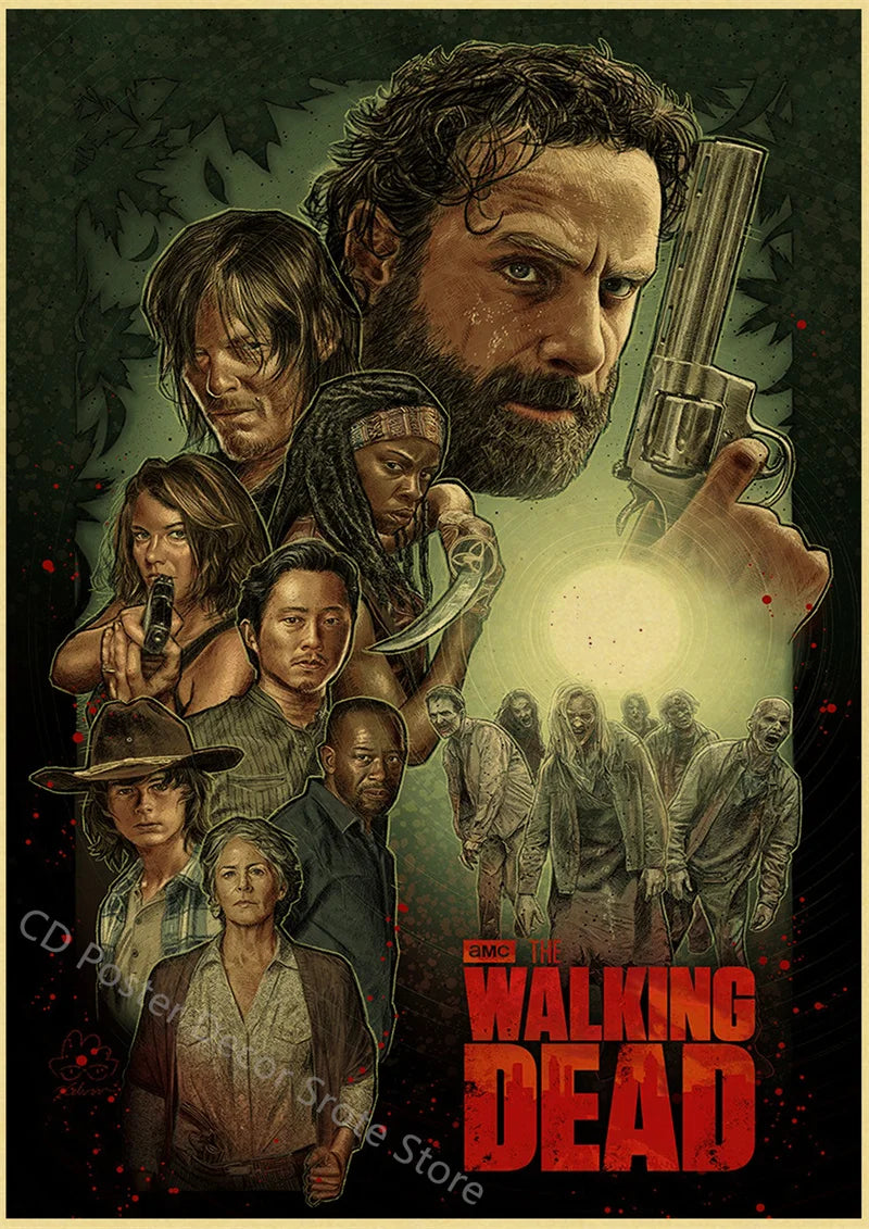 Walking Dead Retro Vintage Poster | Wall Art Print A3/A4 Wall Art Poster Axl 24 A4