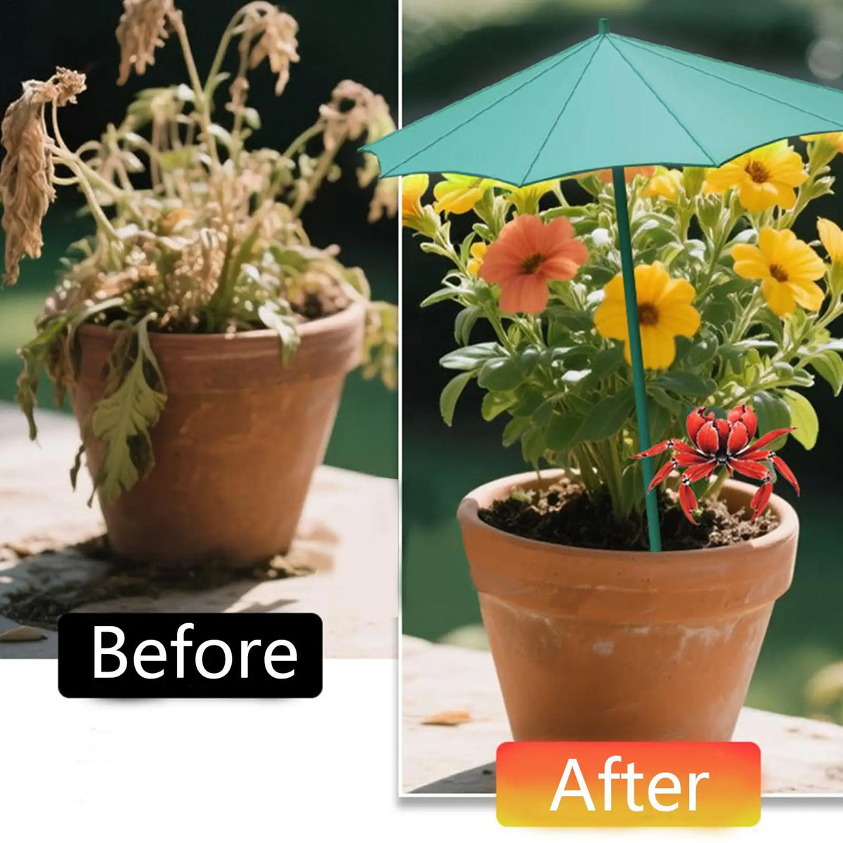 3-Pack Mini Plant Sun Shade Umbrella with Stake – 26.5cm Garden Shade Umbrella Axl