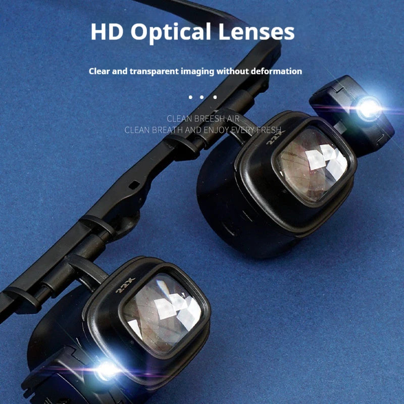 Head-Mounted LED Magnifier Glasses – 24X with Multiple Lenses LED Magnifier Glasses Axl