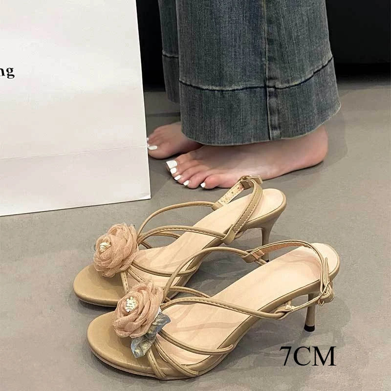 Women's Open Toe Thin Heel Sandals – Floral Dress Heels Dress Heel Sandals Axl airport 7CM 39