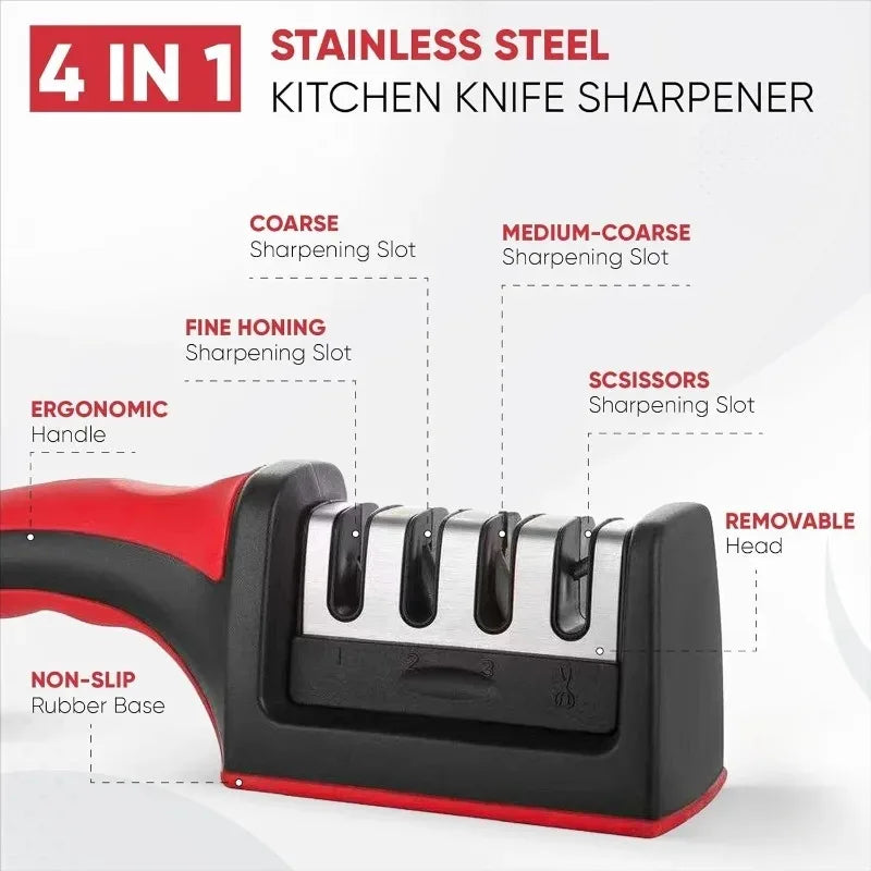 3-Slot Kitchen Knife Sharpener with Ergonomic Handle Knife Sharpener Axl
