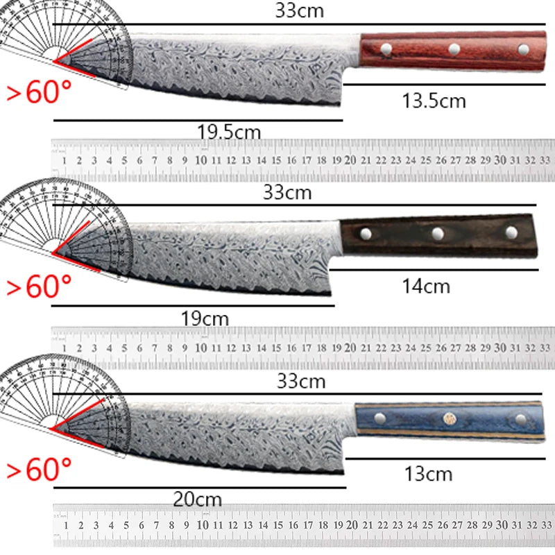 Damascus Steel Chef Knife – Japanese Wood Handle Kitchen Set Chef Knife Set Axl