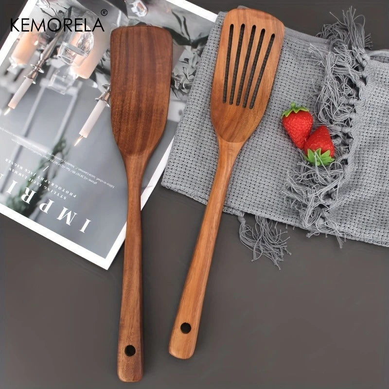 KEMORELA Acacia Wood Spatula Set – Food-Safe Kitchen Utensils Wooden Spatula Set Axl