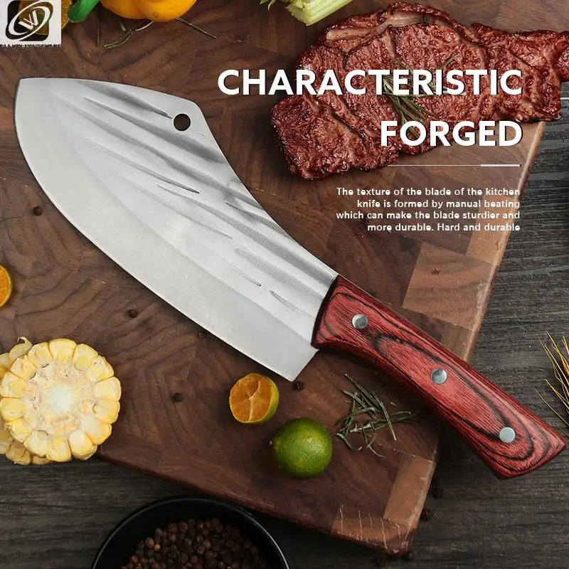 Forged Stainless Steel Cleaver Knife – Wood Handle Butcher Kitchen Cleaver Knife Axl
