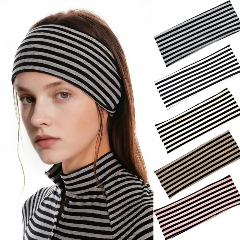 Striped Elastic Headbands Set – Cotton Hair Bands for Women Elastic Headband Set Axl