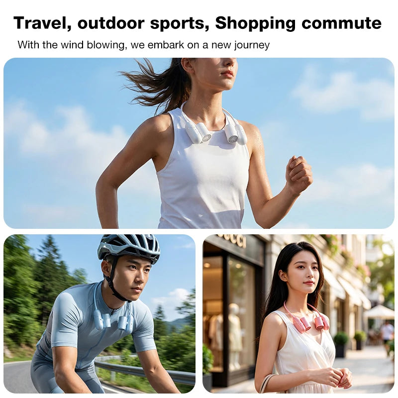 Dual Motor Neck Hanging Fan – 3-Speed Foldable Wearable Fan Wearable Neck Fan Axl