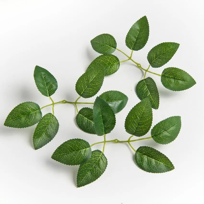 Artificial Silk Rose Leaves for Wedding, DIY & Home Decor Artificial Silk Leaves Axl style 2 15pcs