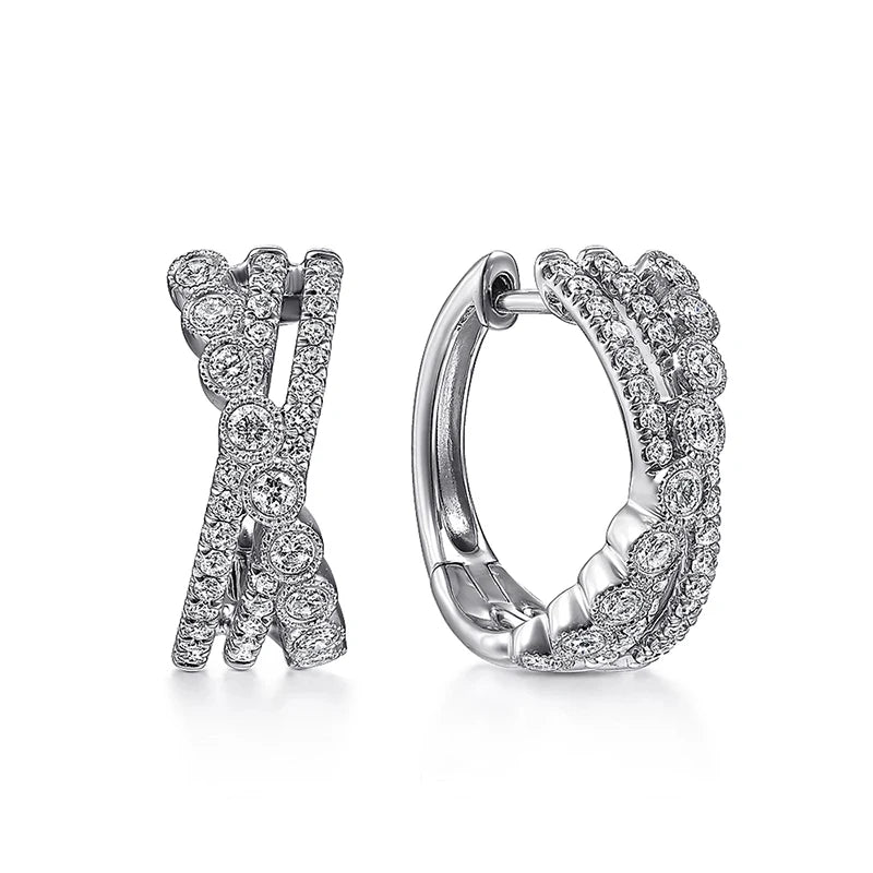 Huitan Cross Hoop Earrings – Cubic Zirconia Crystal Women Hoop Earrings Axl