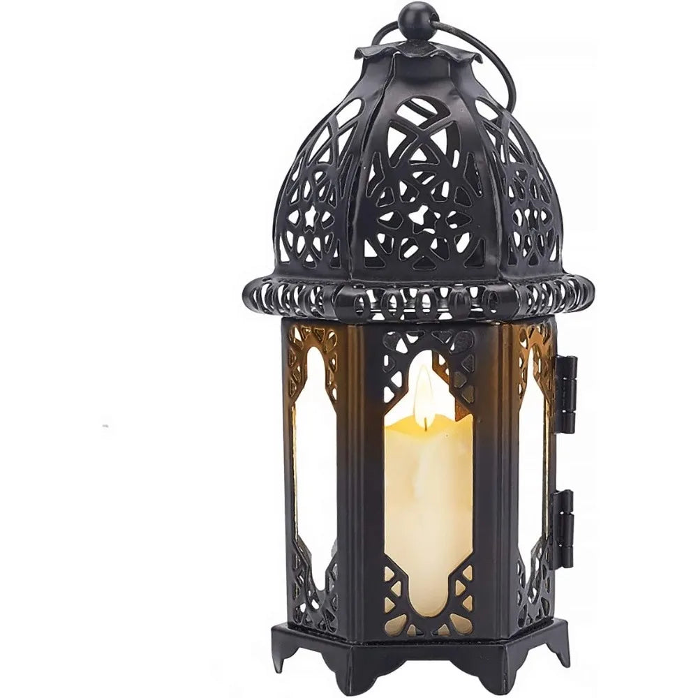 7.4" Vintage Metal Hanging Lantern – Indoor & Outdoor Candle Holder Decorative Lantern Axl