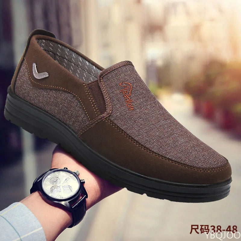 YBQJOO Men's Slip-On Casual Flat Shoes – Lightweight Non-Slip Men's Casual Shoes Axl Brown 38