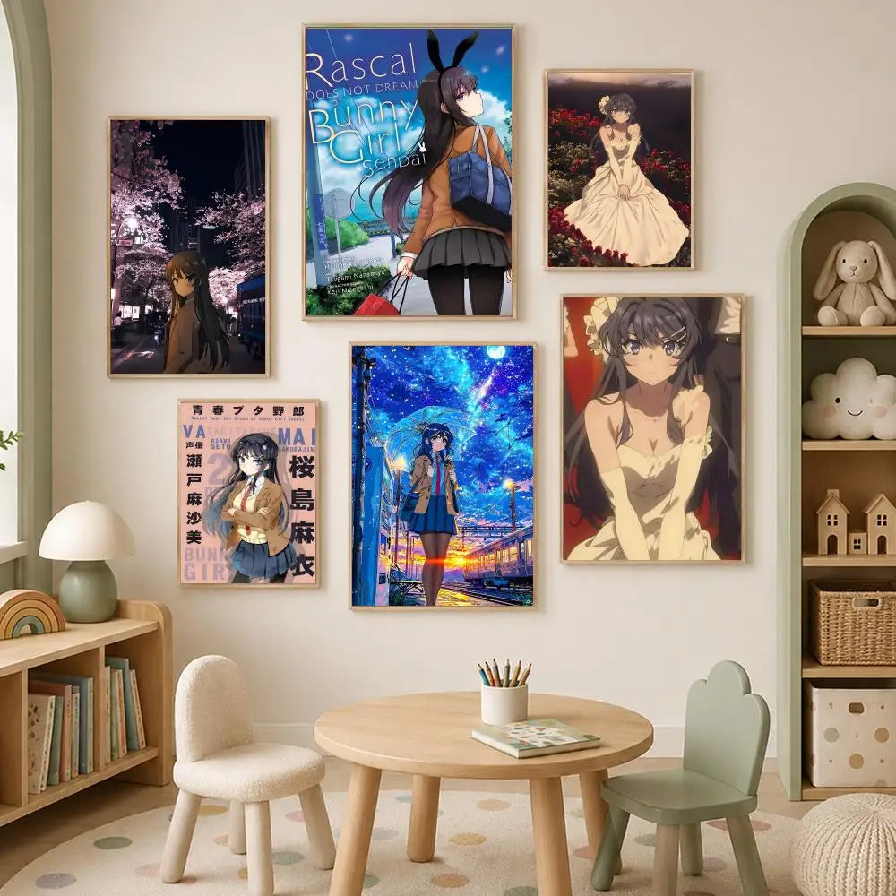 Anime Sakurajima Mai Self-Stick HD Wall Poster | Waterproof Decor Anime Wall Poster Axl
