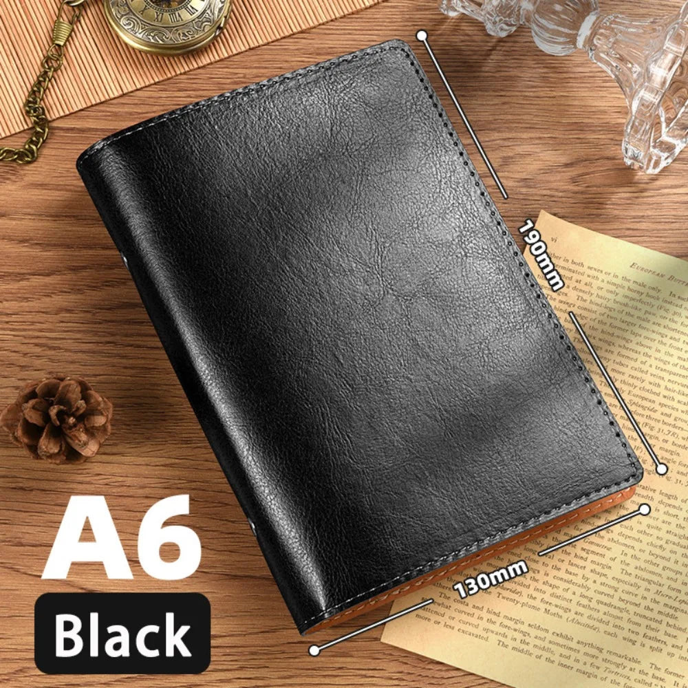 A5/A6 Loose-Leaf PU Leather Notebook – Travel Journal & Diary Loose-Leaf Notebook Axl Black A6 Shell
