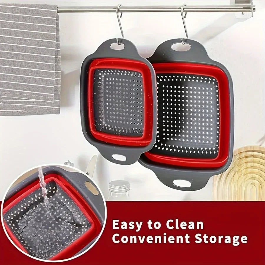 Foldable Silicone Strainer Set 2pc – Food-Safe Kitchen Colander Kitchen Colander Set Axl