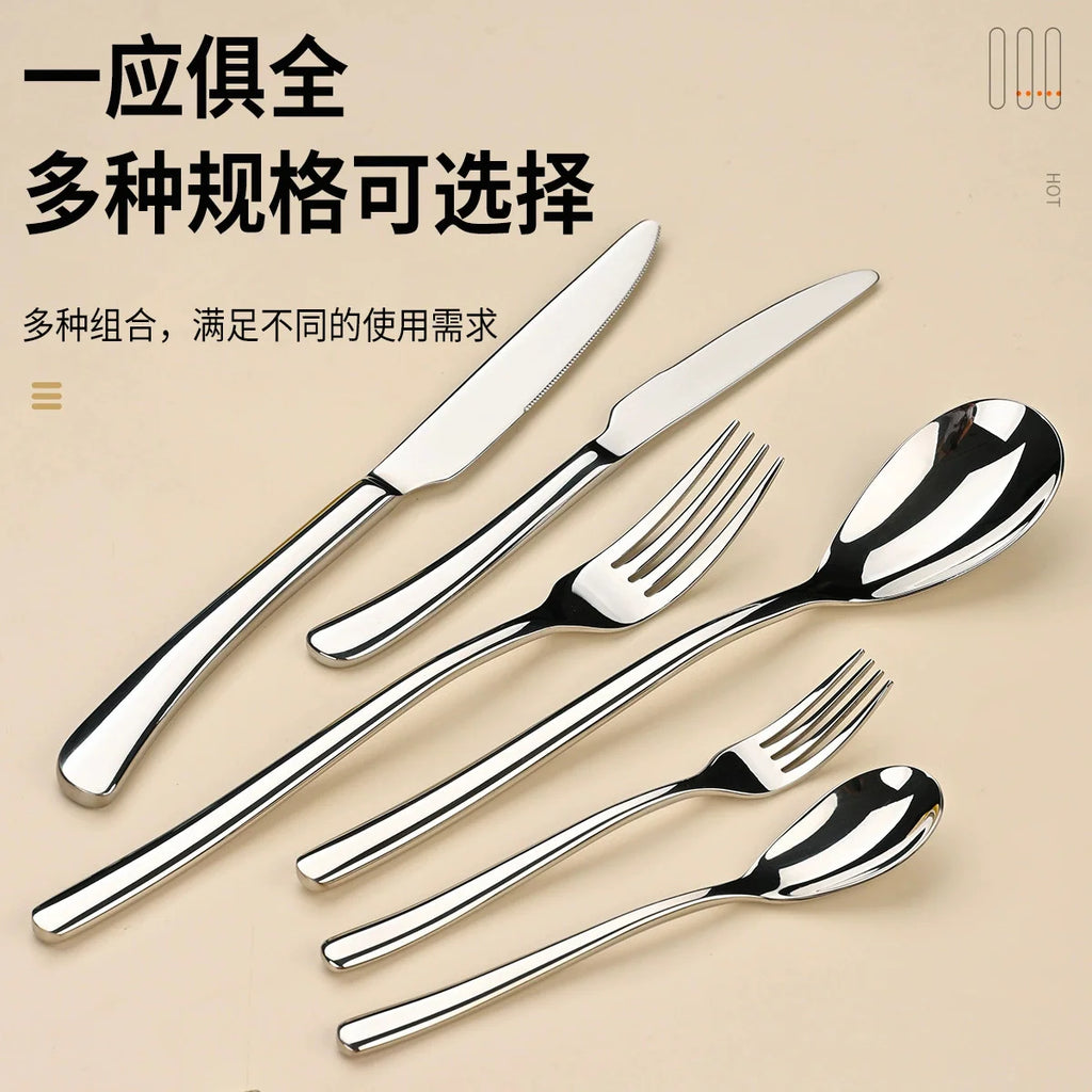 304 Stainless Steel Flatware Set – Mirror Finish Steak Knife & Fork Flatware Set Axl