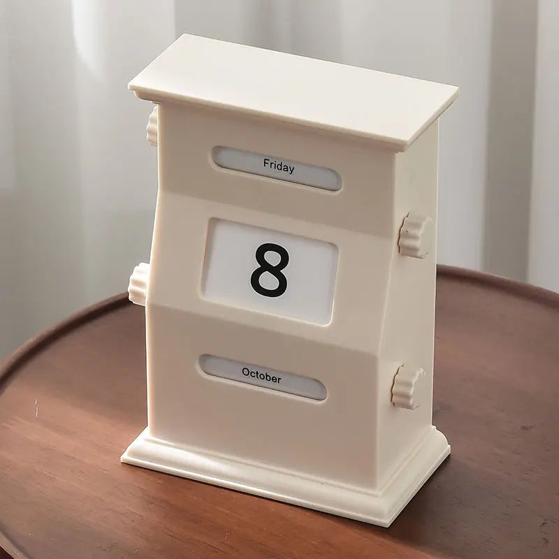 Retro Calendar Desk Figurine – Creative Miniature Sculpture Gift Desk Calendar Figurine Axl