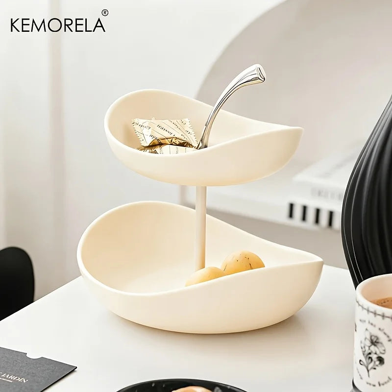 KEMORELA Ceramic Tiered Fruit Platter – 2 & 3 Layer Serving Tray Tiered Serving Platter Axl