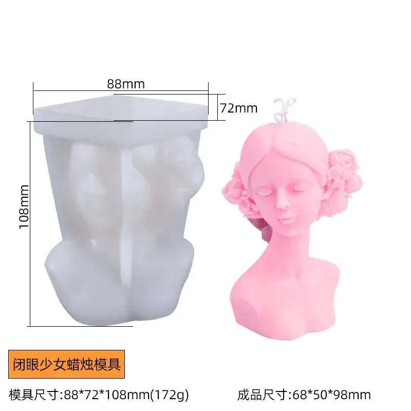 Closed Eye Girl Silicone Mold – Candle, Resin & Plaster DIY Craft Silicone Mold Axl B