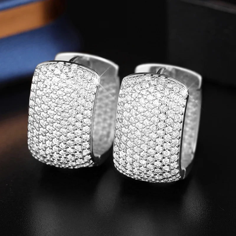Huitan U-Shaped Cubic Zirconia Hoop Earrings for Women Hoop Earrings Axl E2956