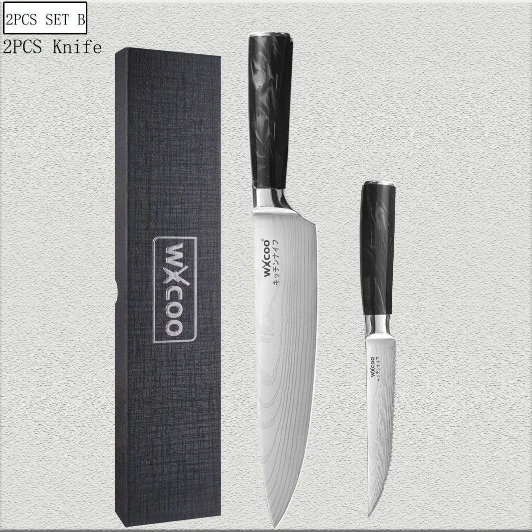 WXCOO Chef's Knife Set – Stainless Steel Kitchen Knives & Gift Box Kitchen Knife Set Axl 2PCS B
