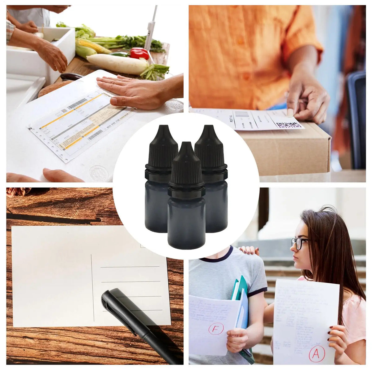 Privacy Stamp Refill Ink Set – Quick-Dry Black Ink 3×10ml Stamp Refill Ink Axl