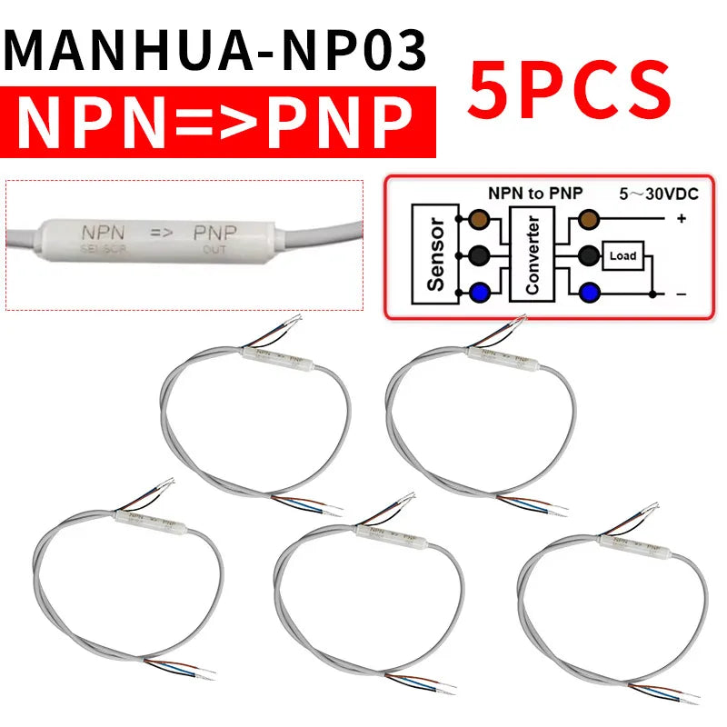 5-Pack PLC Signal Converter – NPN to PNP Sensor Switch Signal Converter Axl N-P03 5PCS