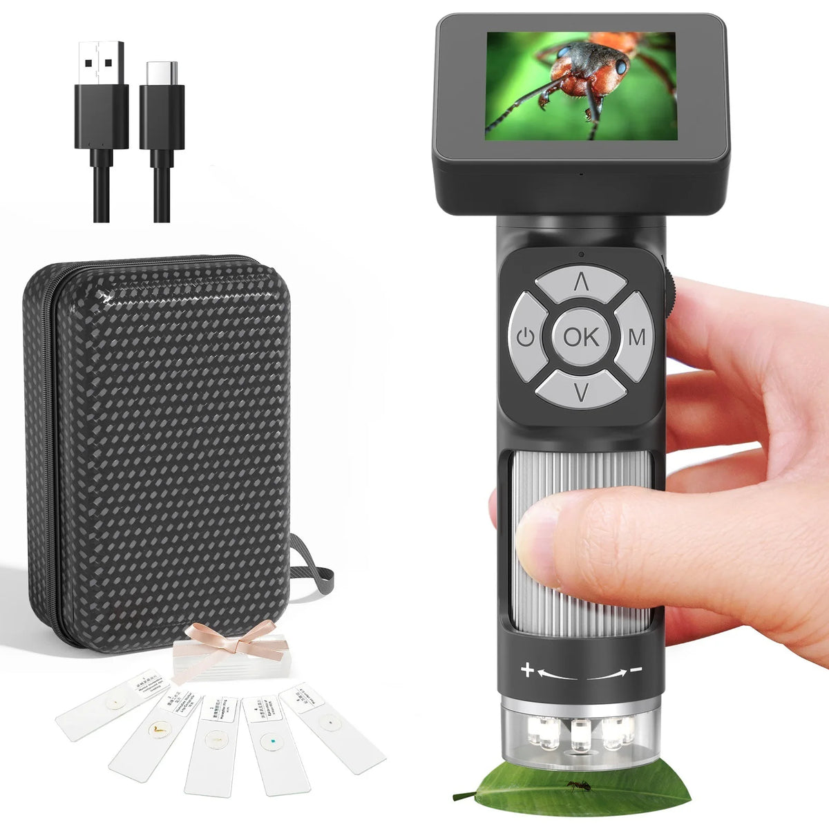 2" Digital Microscope 2MP 500X Magnification 8 LED Soldering Digital Microscope Axl