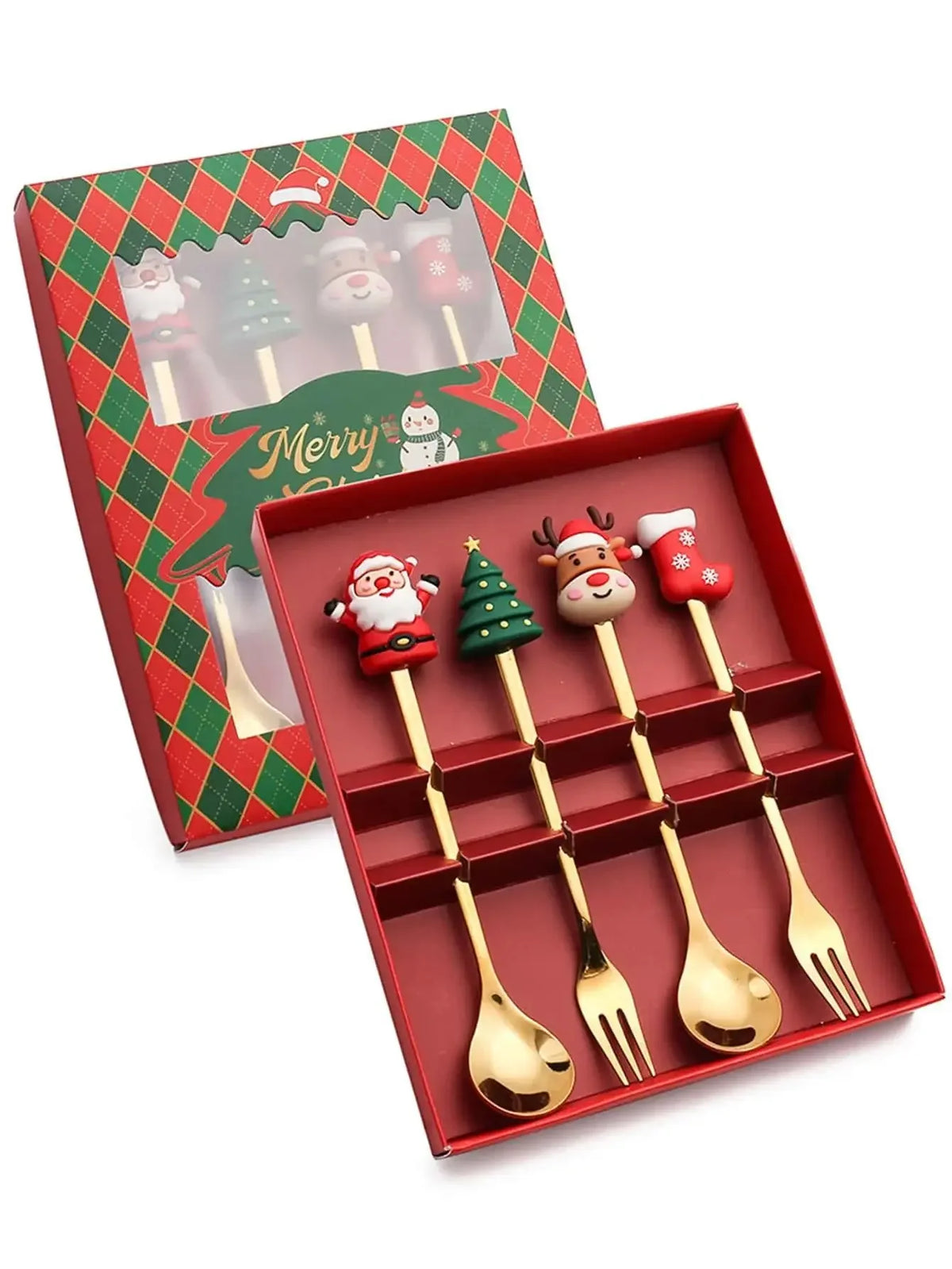 Christmas Stainless Steel Cutlery Set – Cartoon Knife Fork Spoon Holiday Cutlery Set Axl 4pcs